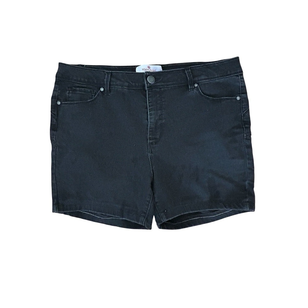 White Angel Women's Black Denim Shorts Size 18 Stretchy Casual - Picture 1 of 4